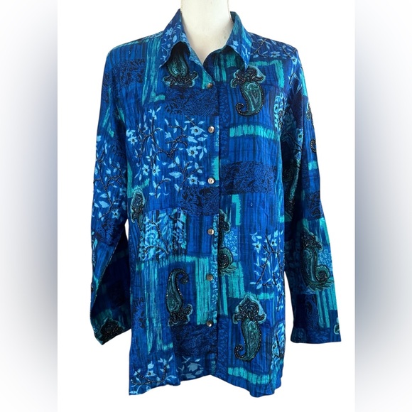 Chico’s Design silk beaded top - Picture 3 of 8